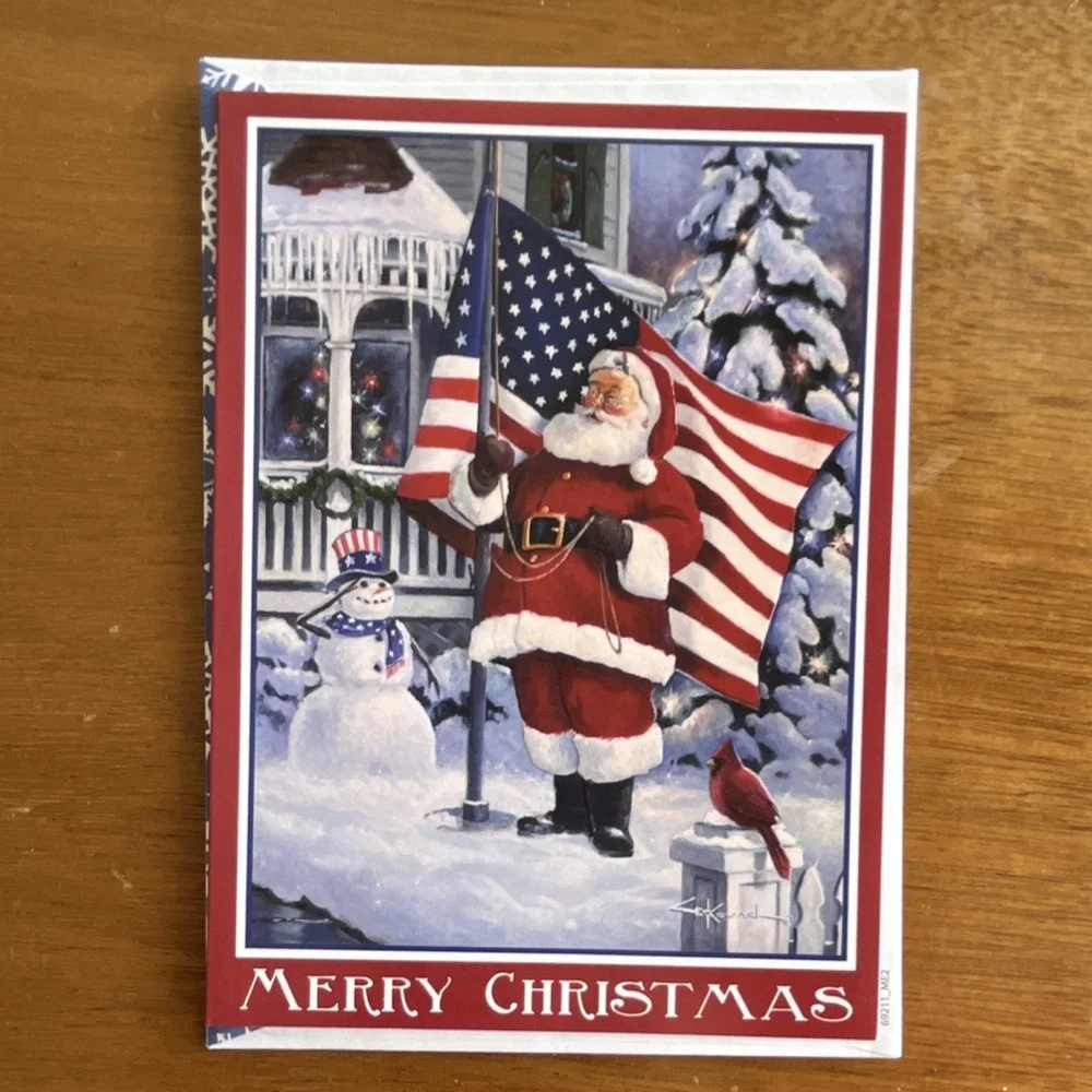 DAV Christmas Greeting Cards‎ Set of 4 Decorative Santa Claus Snowman Multicolor